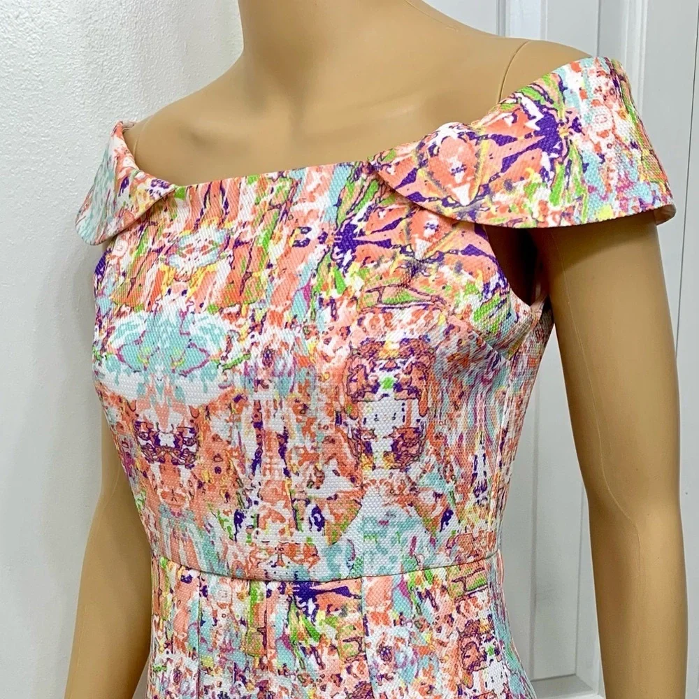 Gianni Bini Orchid Blossom Fit & Flare Pleated Cocktail Mini Dress Size S - Picture 4 of 14